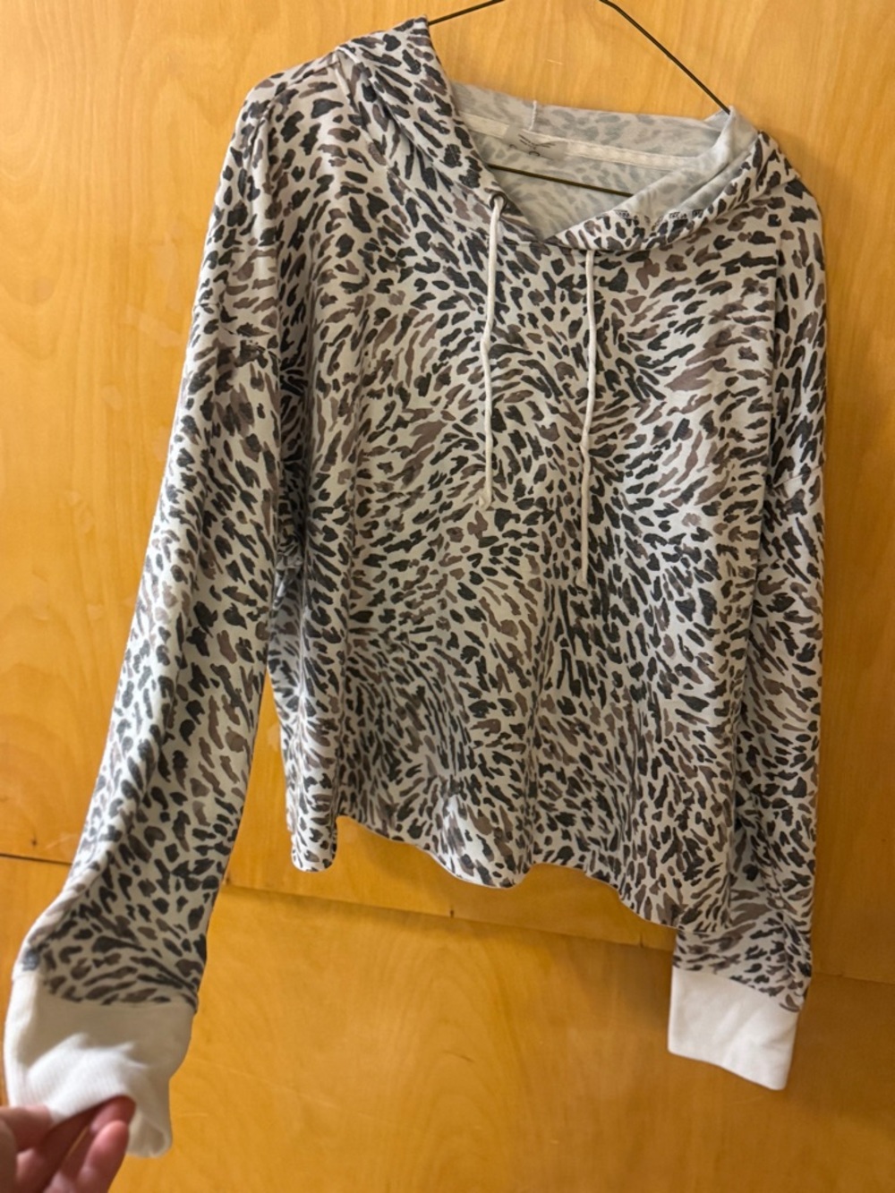 Jessica Simpson Beige and Brown Leopard-Print Hoodie